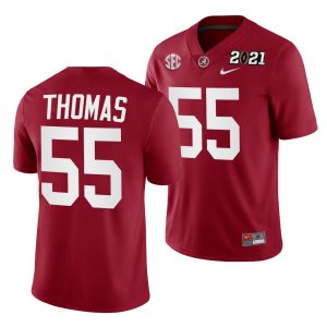 Men's Alabama Crimson Tide #55 Derrick Thomas 2021 Rose Bowl Champions Crimson NCAA Playoff Home College Football Jersey 2403AIXI2